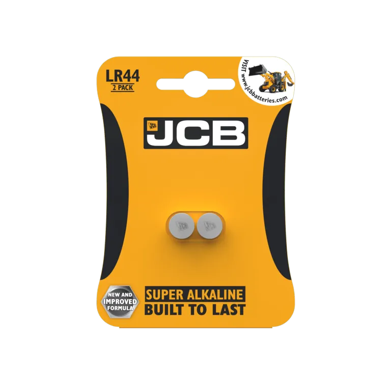 Genuine JCB LR44 Twin Pack Super Alkaline Batteries – Long-Lasting 1.5V Button Cells (A76/AG13)