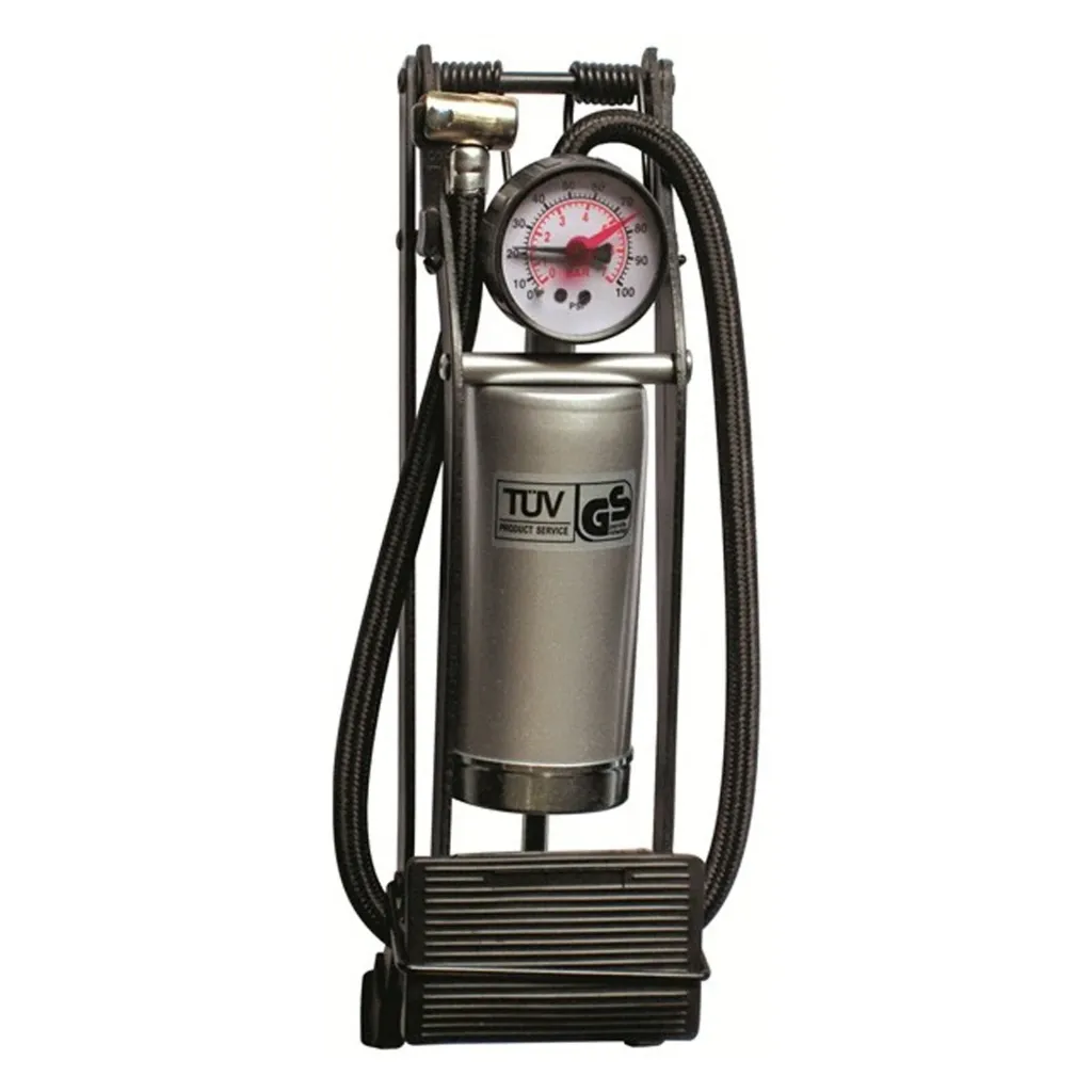 Streetwize Deluxe Foot Pump Multi-Purpose Tyre Inflator with Pressure Gauge